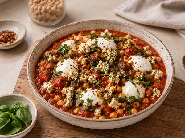 Chakchouka de pois chiches et feta de tofu